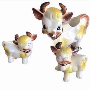 Vintage Ceramic Cow Creamer & Salt n Pepper shaker